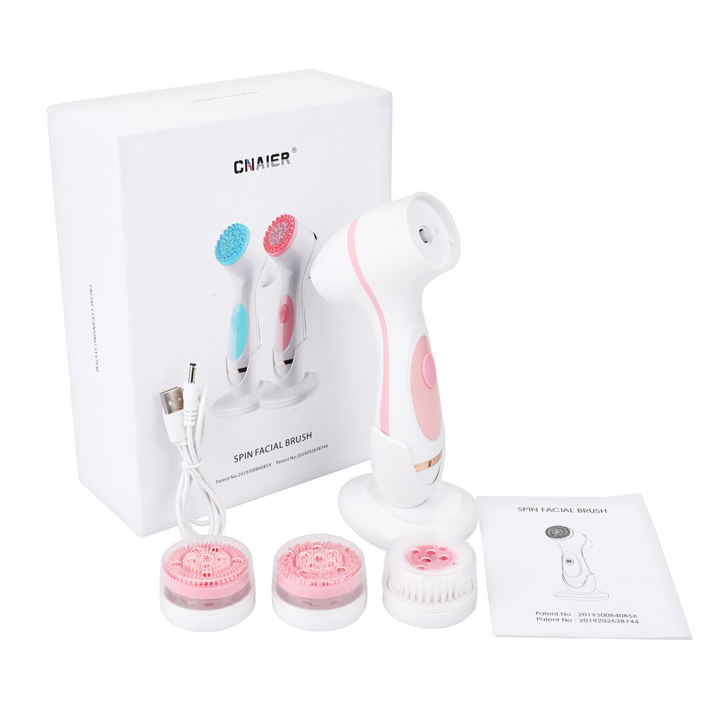 Rechargeable Facial Cleaning Brush Set with 3 Interchangeable Heads