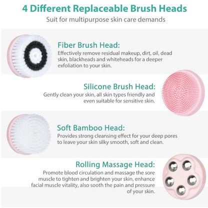 Portable 4-in-1 Rechargeable Face Cleanser Brush Set