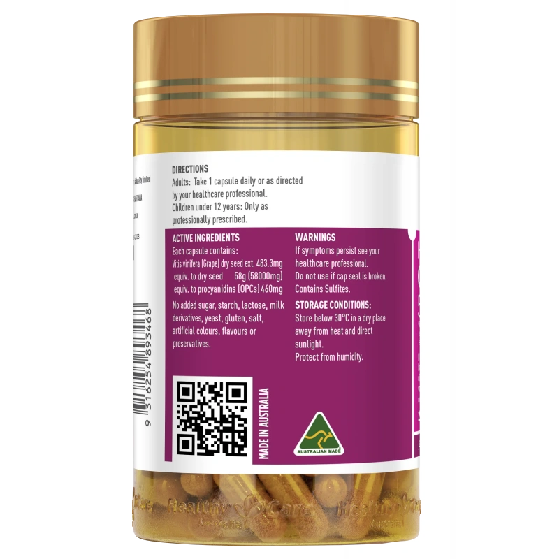 Powerful Grape Seed Extract 58000 Capsules - Anti Aging Supplement