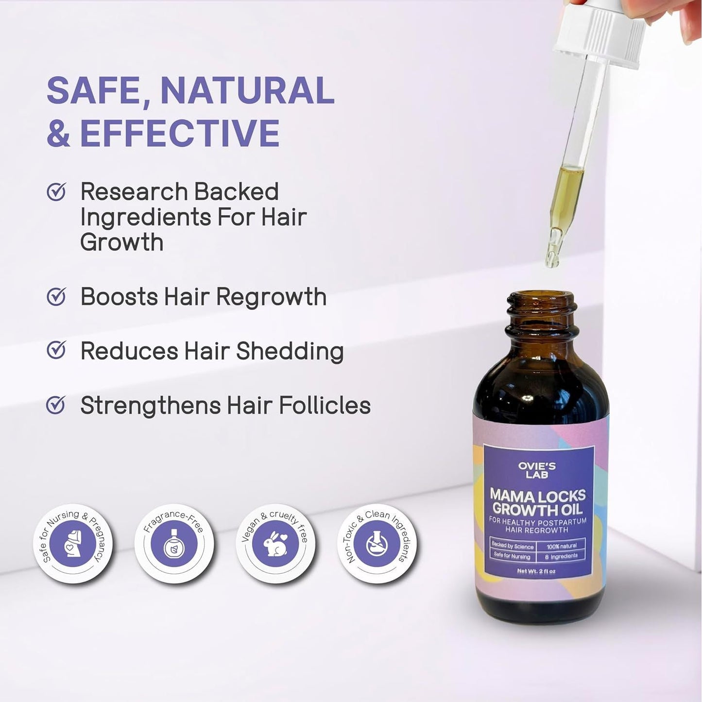 Natural Hair Growth Oil for Postpartum Regrowth 60ml