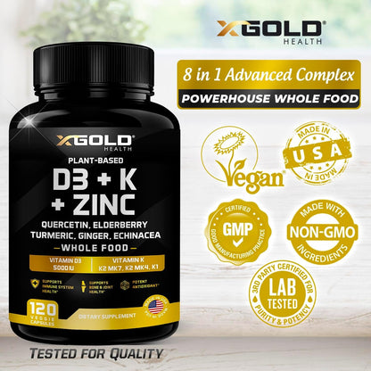Premium Vegan D3 Supplement with Zinc and K