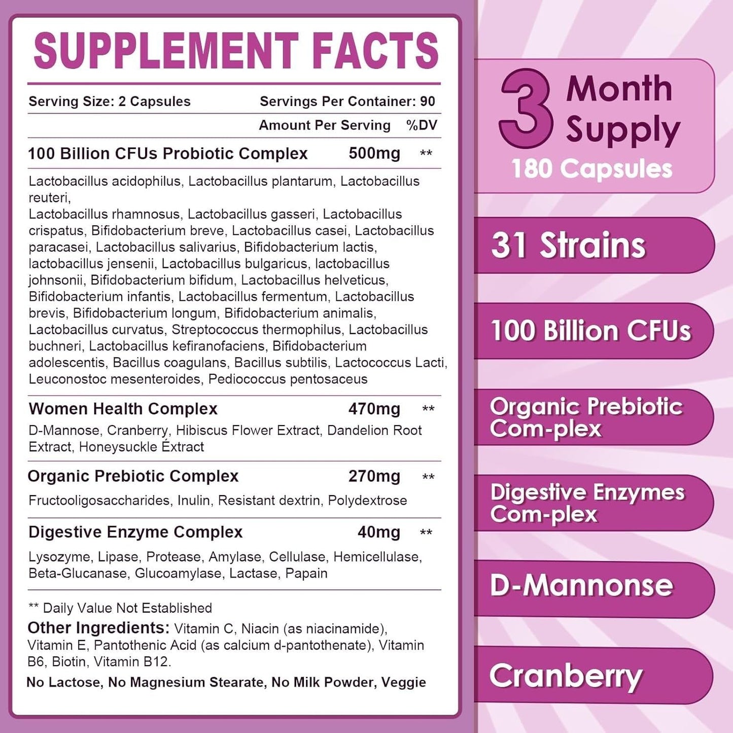 Natural Women's Probiotic Supplement for Gut Health
