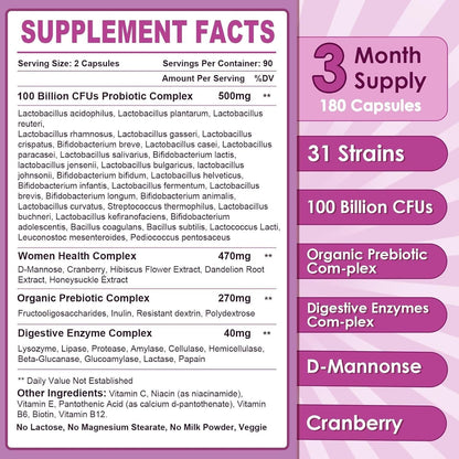 Natural Women's Probiotic Supplement for Gut Health