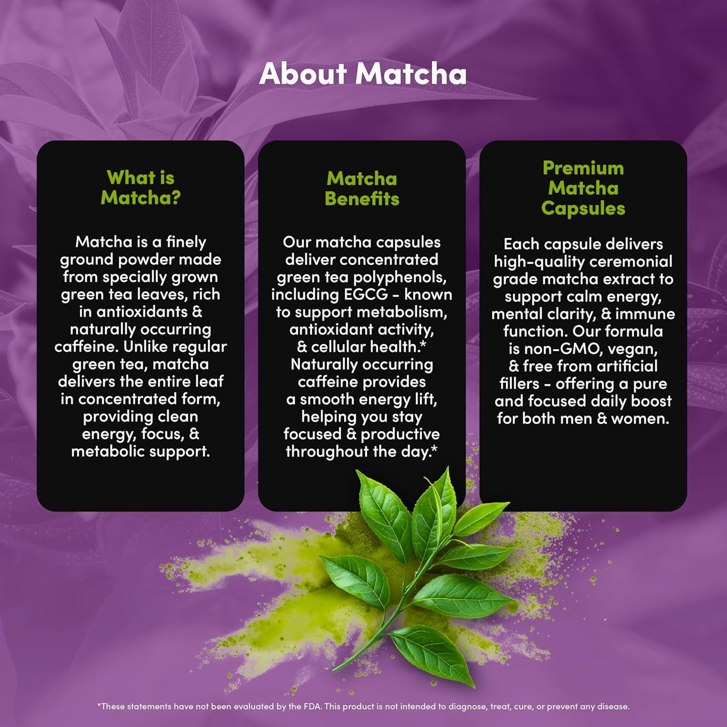 Natural Green Tea Matcha Capsules - Boost Energy & Focus