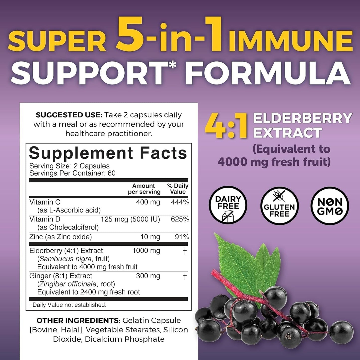 Natural Immune Booster with Vitamin C and Zinc Capsules