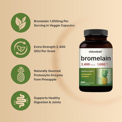 High Potency Bromelain Supplement 1000mg, 240 Veggie Caps