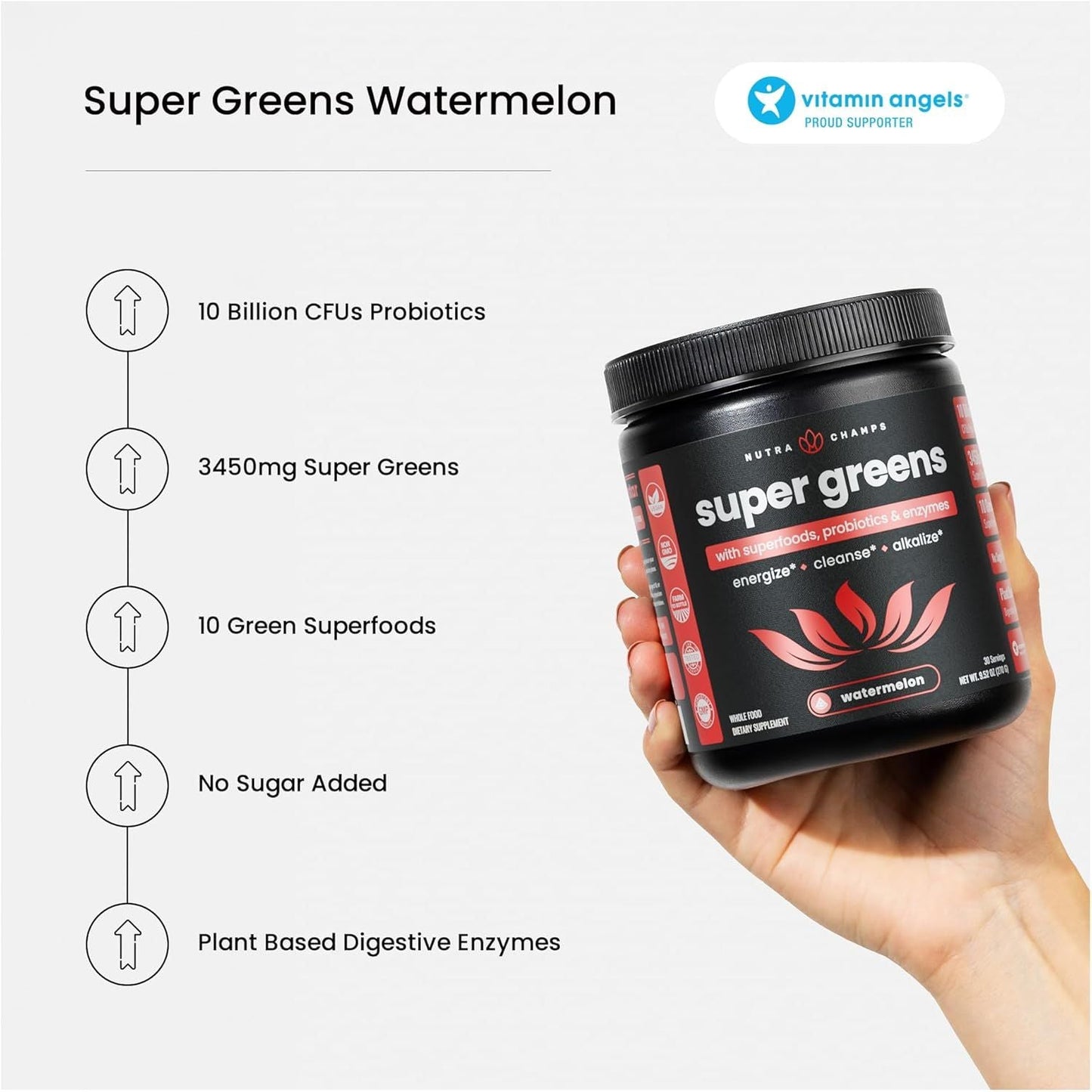 Green Food Supplement Powder with Probiotics and Enzymes