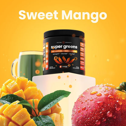 Green Food Supplement Powder with Probiotics and Mango Flavor