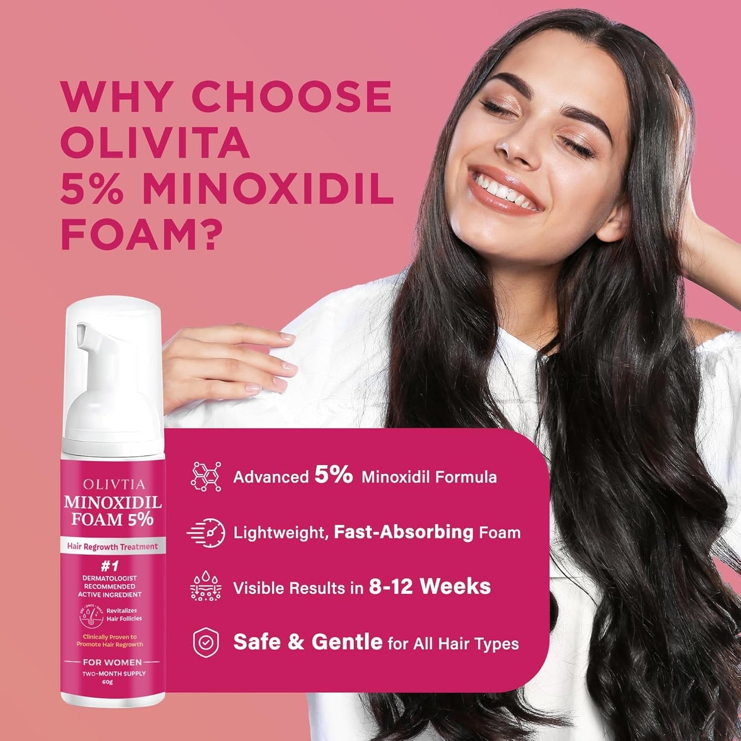 Strong Hair Growth Foam for Women - 2 x 60ml
