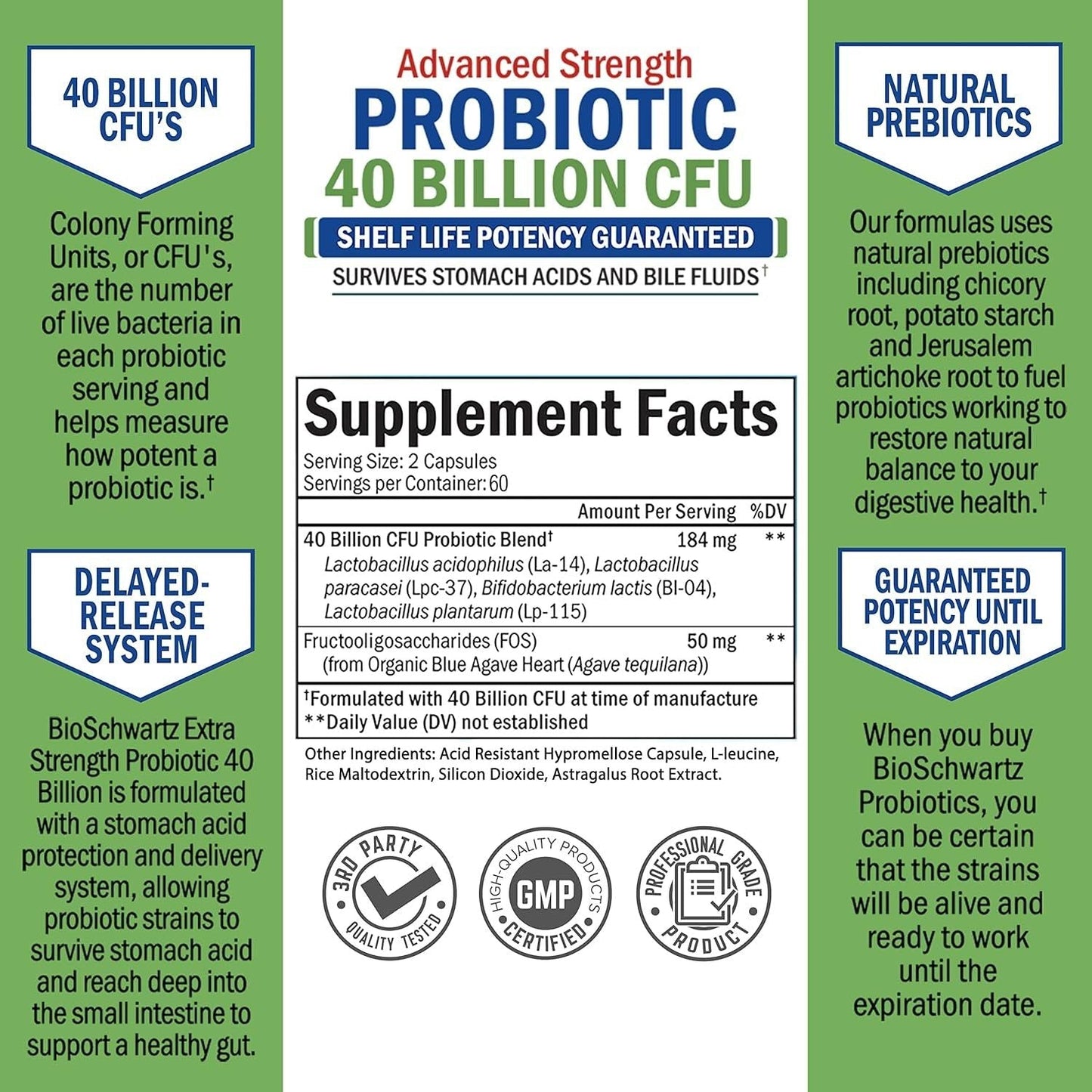 High Potency Probiotic Supplement 40 Billion CFU