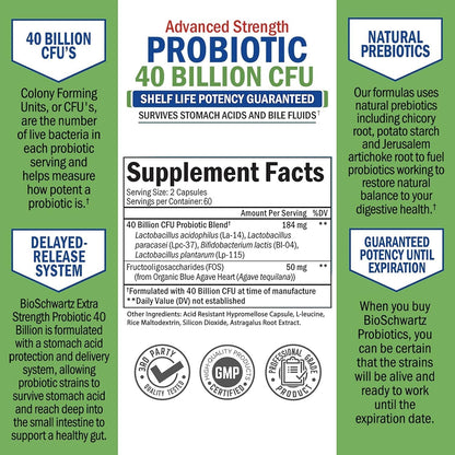 High Potency Probiotic Supplement 40 Billion CFU