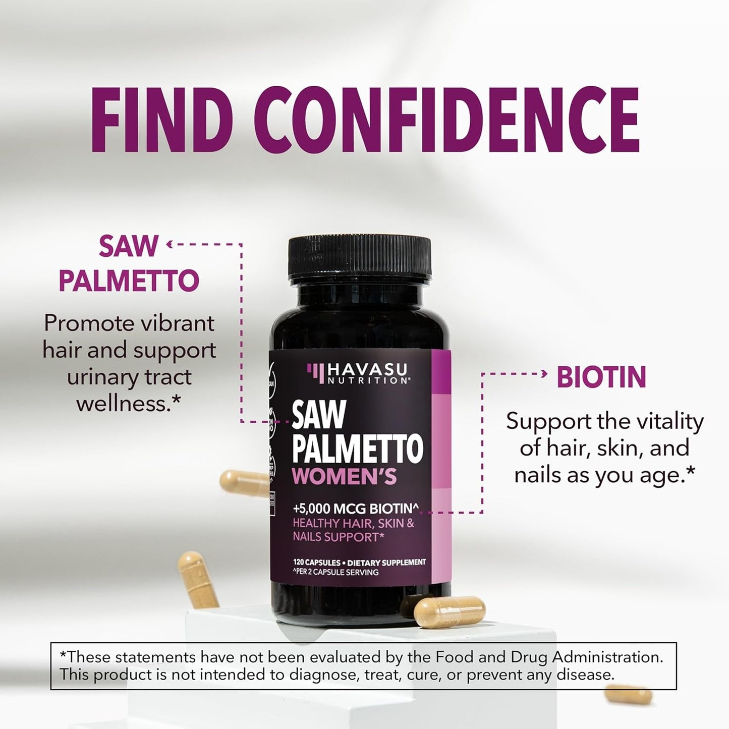 Natural Saw Palmetto Supplement for Women's Hair Skin