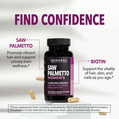 Natural Saw Palmetto Supplement for Women's Hair Skin