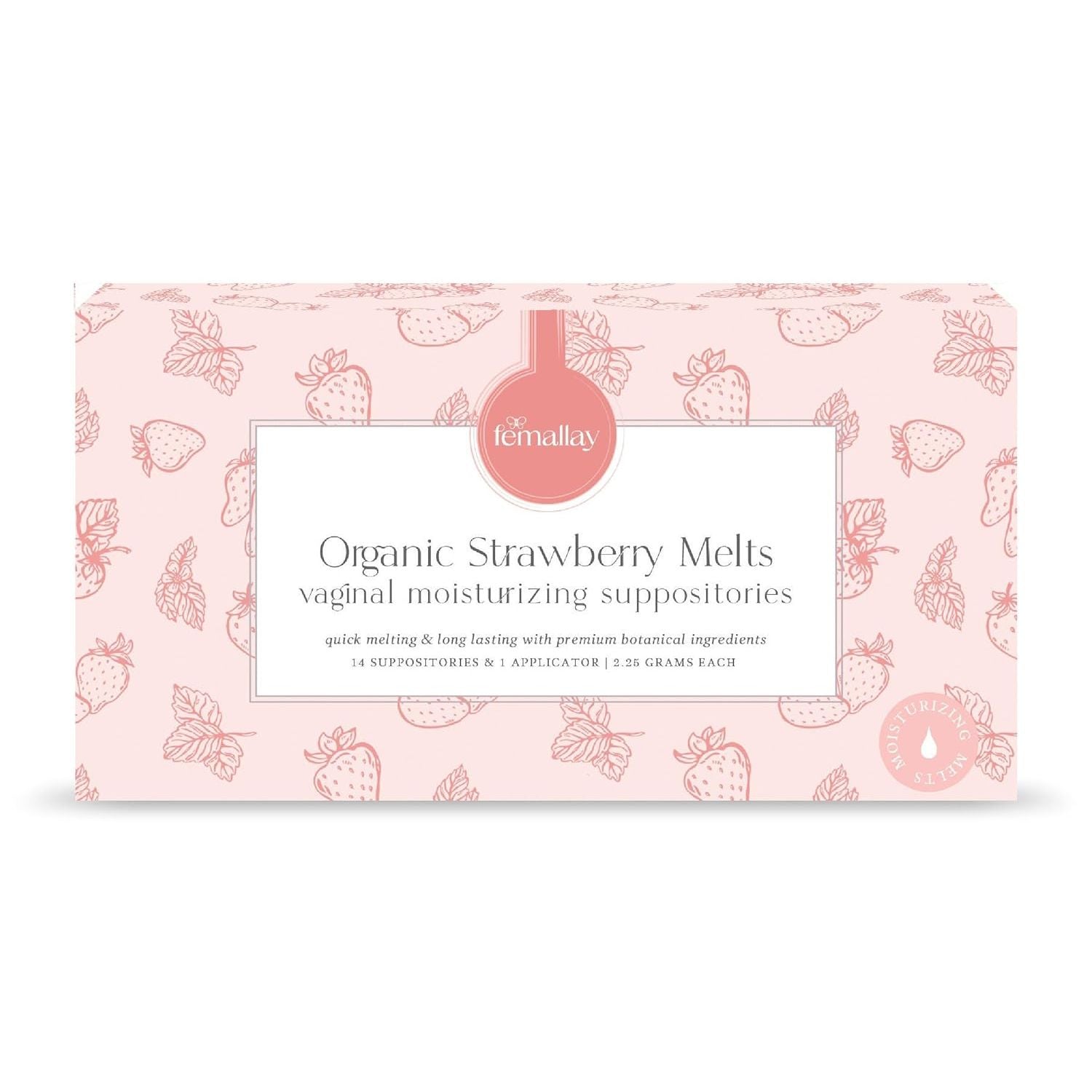 Natural Vaginal Moisturizer Suppositories - Strawberry - 14 Pack - Mycosmeticslondon