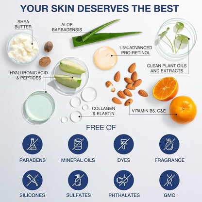 Natural Anti Aging Face Cream with Retinol and Hyaluronic Acid