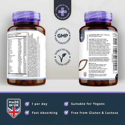 Vegan Daily Multivitamin Tablets 365 Day Supply