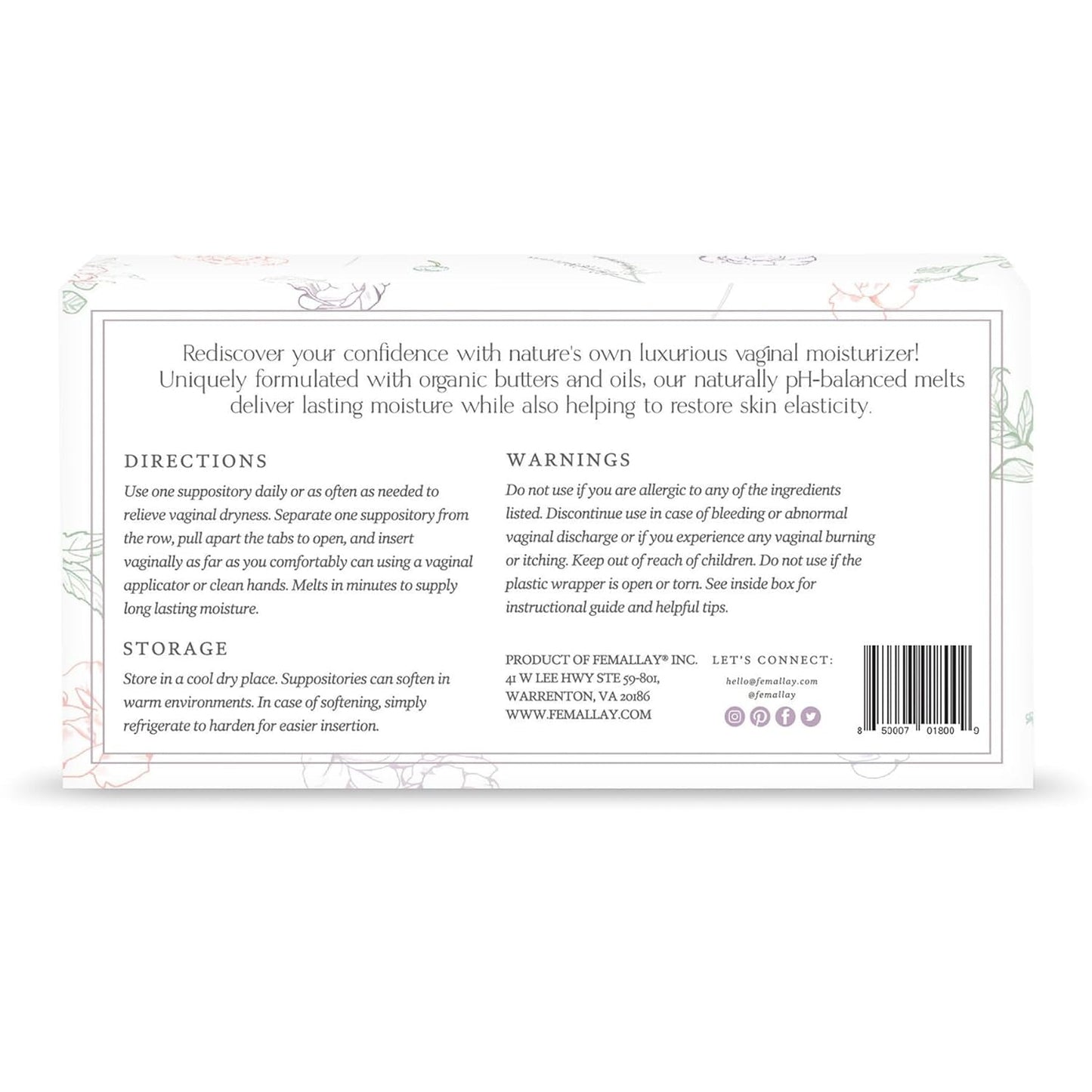 Natural Vaginal Moisturizer Suppositories for Women