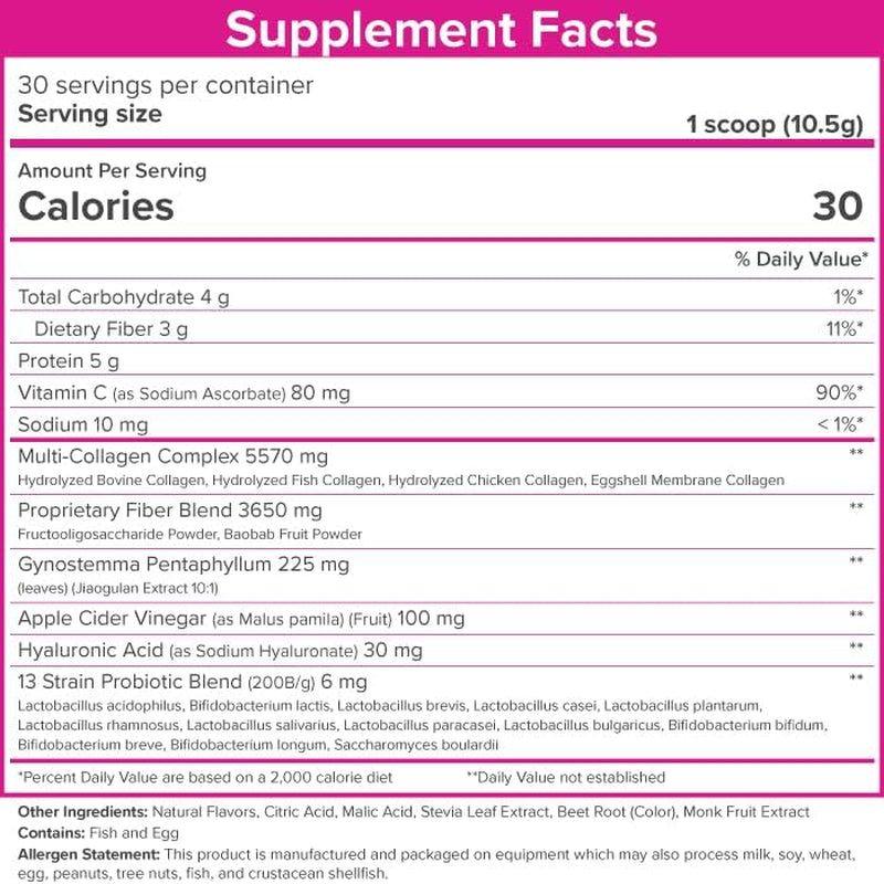 Natural Collagen Powder Supplement with Probiotics