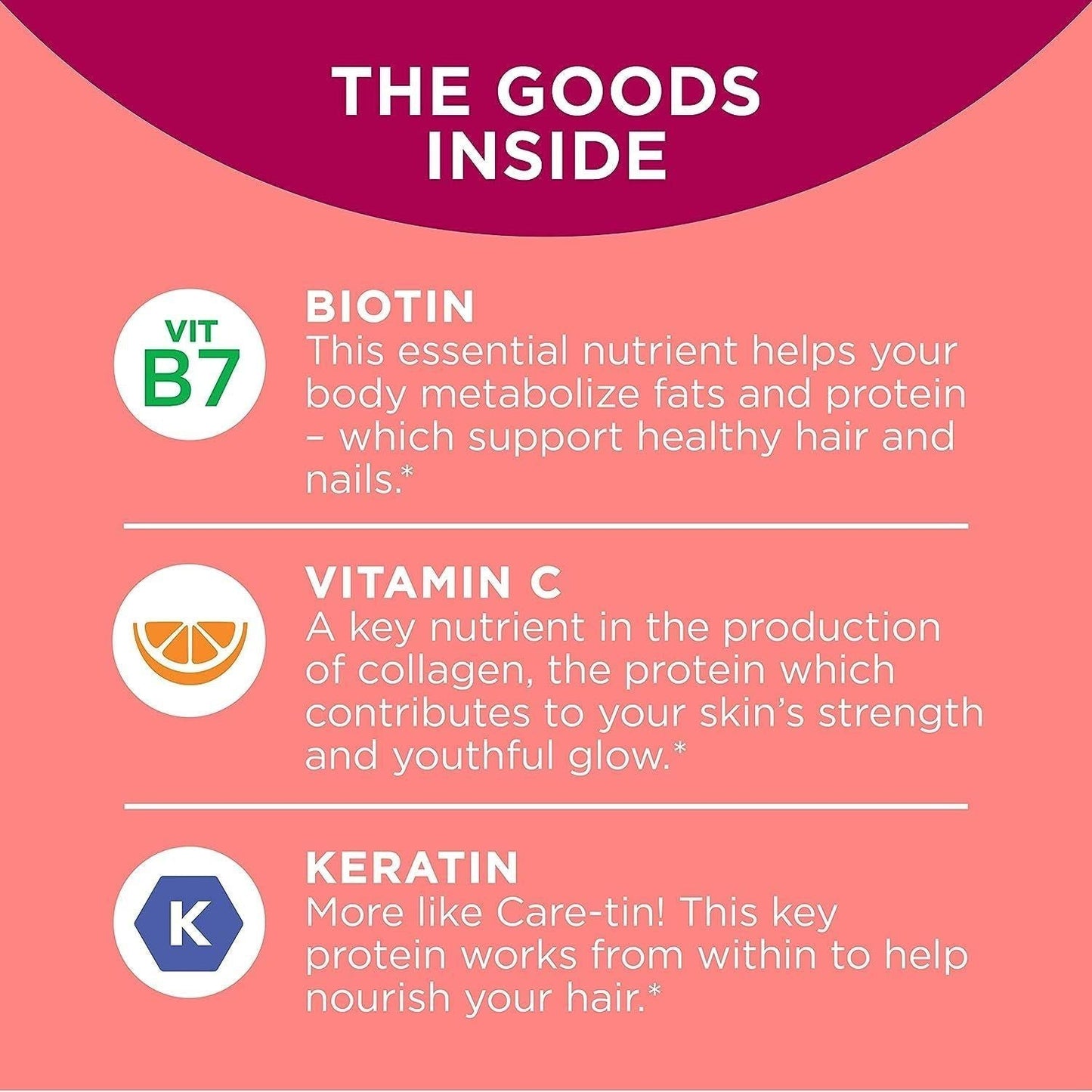 Vitamins Beauty Gummies: Biotin, C & Keratin Supplement