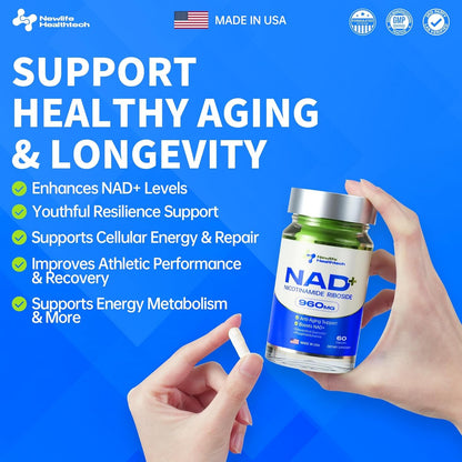 Powerful Anti Aging NAD+ Supplement - 60 Capsules