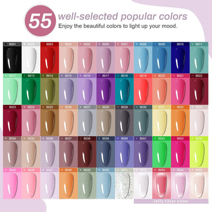 Complete Nail Art Kit with 55 Shades and UV Lamp