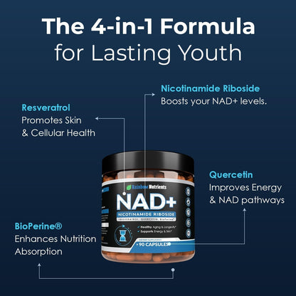 Premium NAD+ Supplement - 90 Capsules | Anti Aging Energy Booster