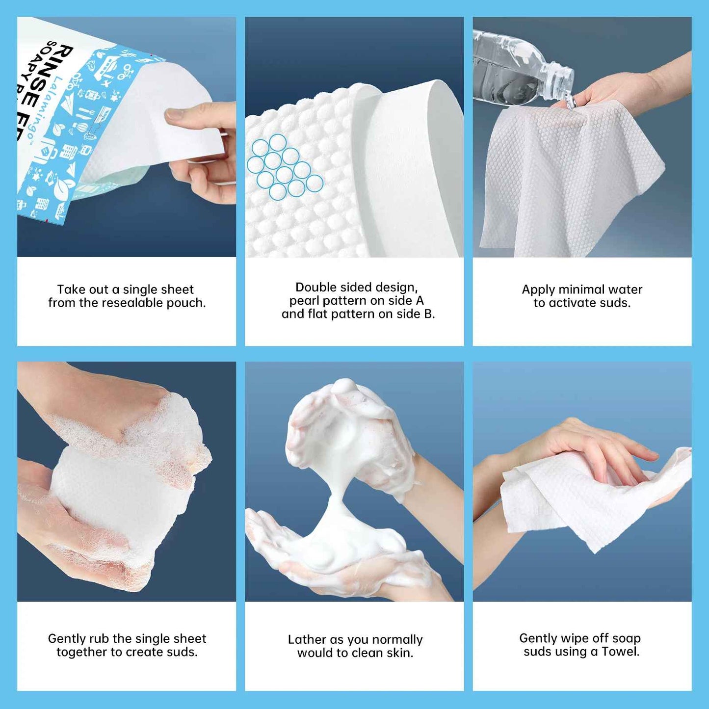 Large  Rinse-Free Bath Wipes for Adults
