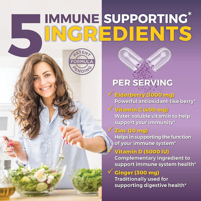 Natural Immune Booster with Vitamin C and Zinc Capsules