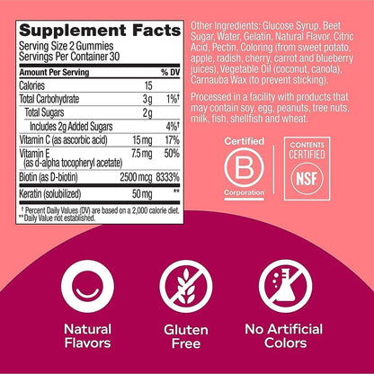 Vitamins Beauty Gummies: Biotin, C & Keratin Supplement