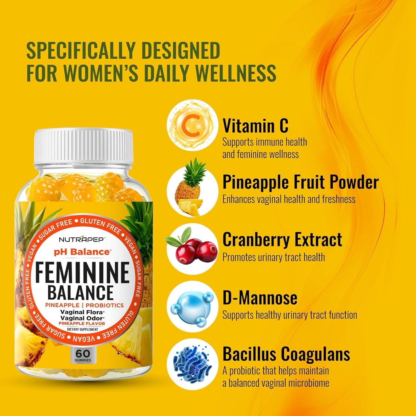 Women's Probiotic Gummies with Cranberry & Vitamin C