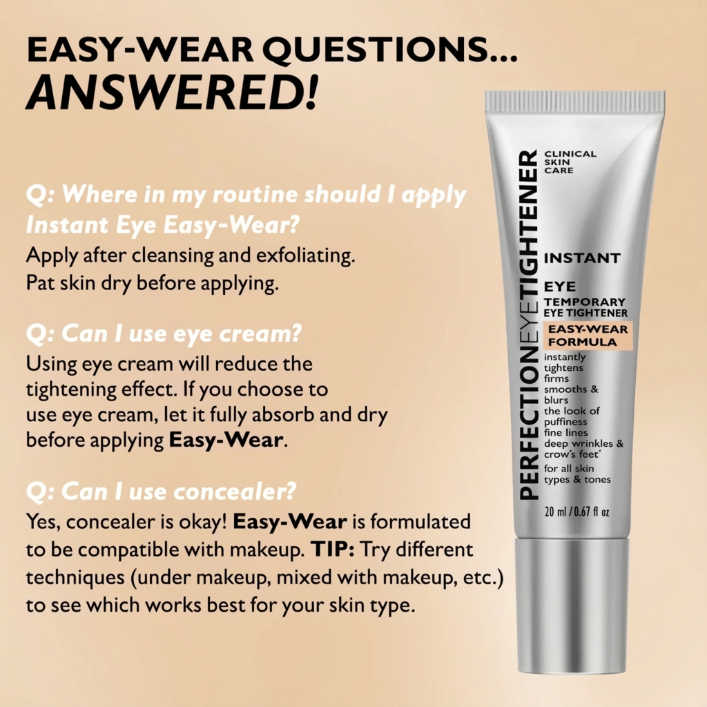 Instant Eye Tightener Cream – For Puffiness, Fine Lines and Wrinkles, Easy-Wear Formula with Brush Free