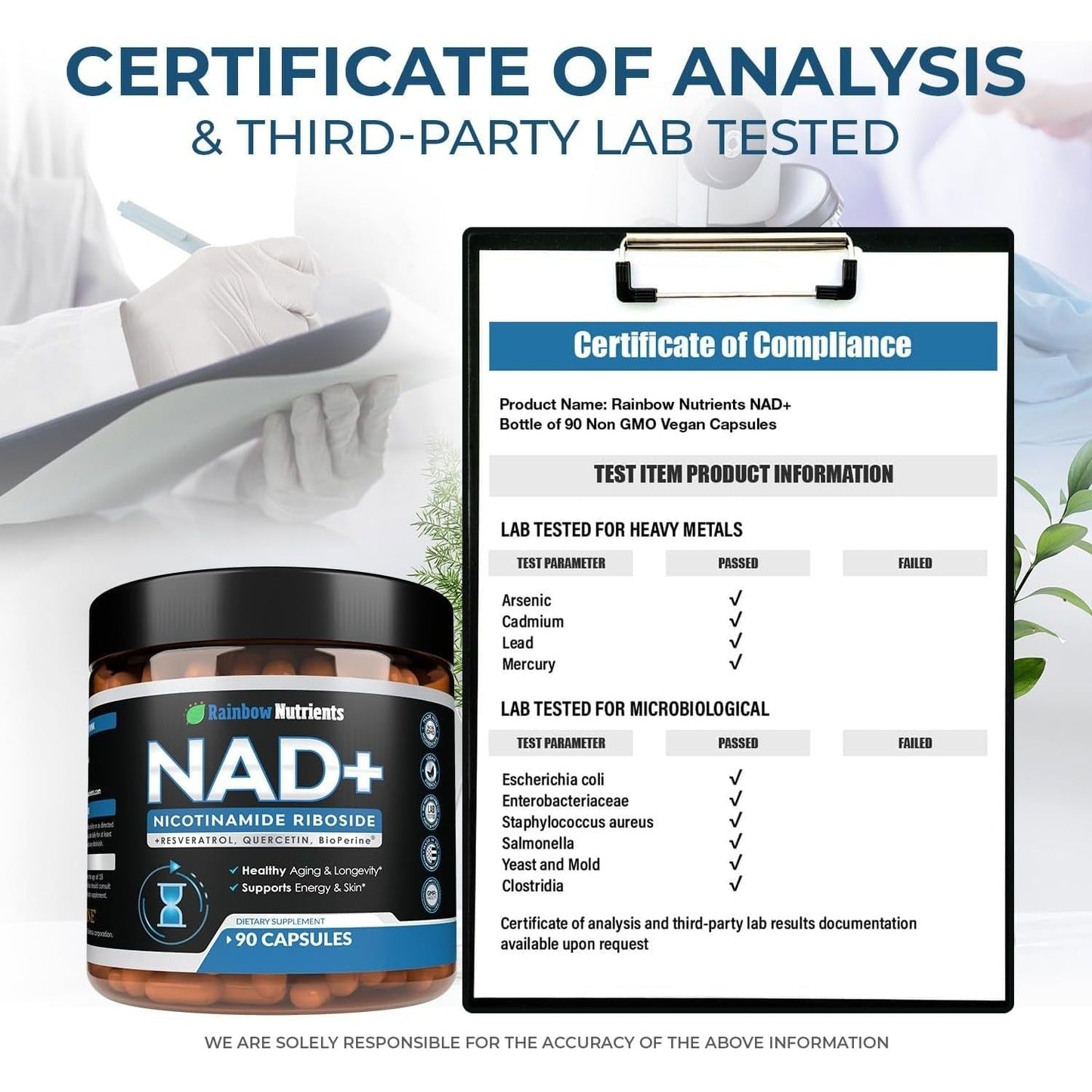 Premium NAD+ Supplement - 90 Capsules | Anti Aging Energy Booster