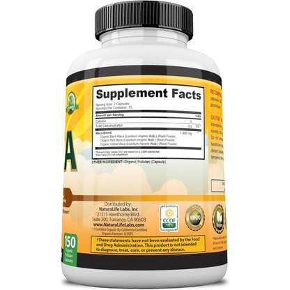 Premium Maca Root Supplement - 1900mg Vegan Energy Boost Capsules