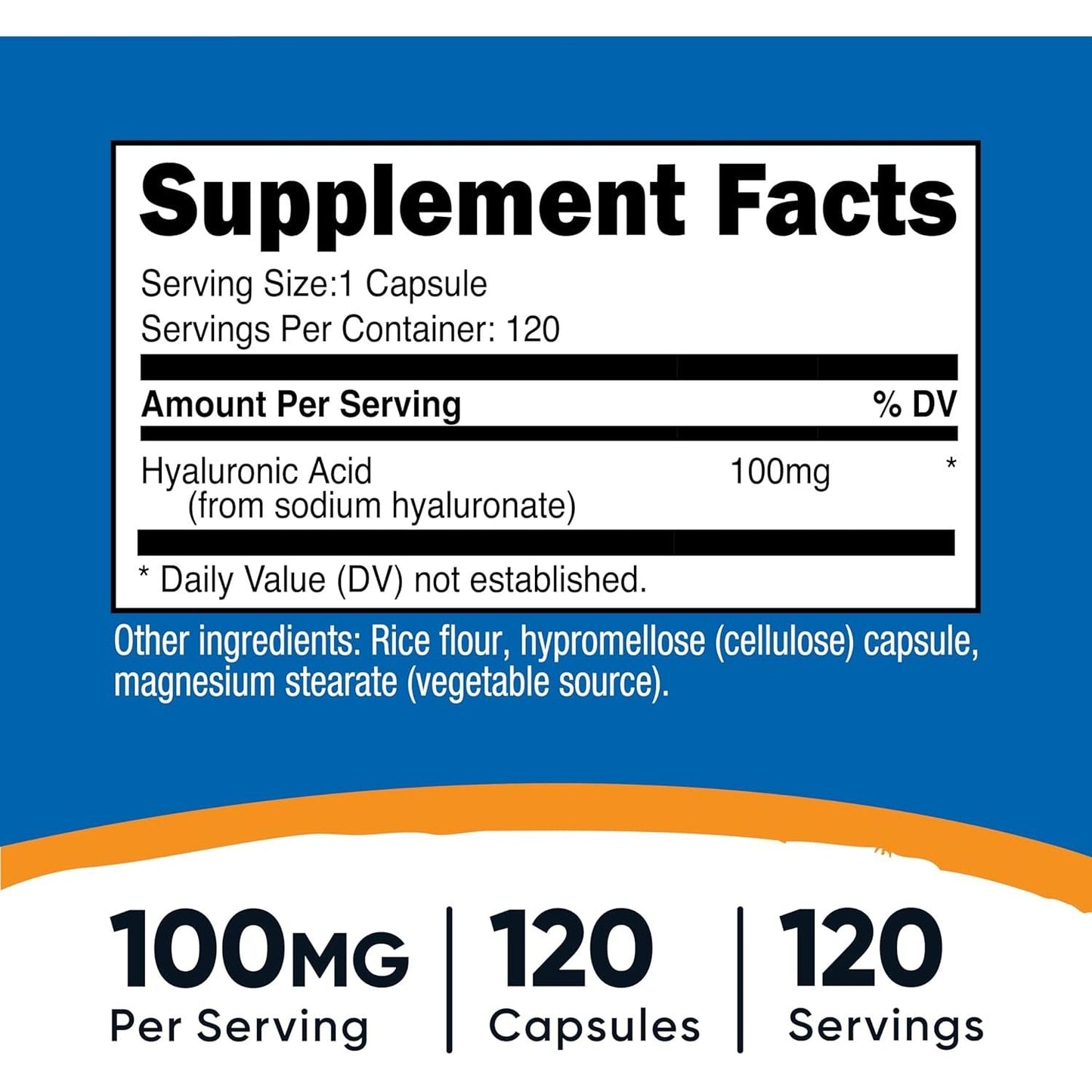 Natural Hyaluronic Acid Supplement 120 Caps