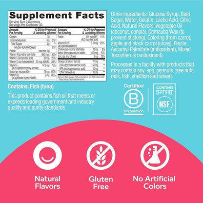 Prenatal Gummy Vitamins for Women - 60 Count Bottle