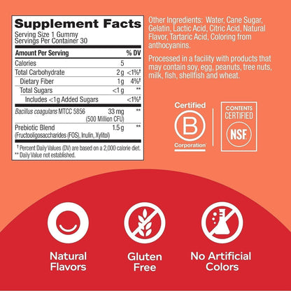 Probiotic Gummies for Digestive Health, 30 Day Peach Supply