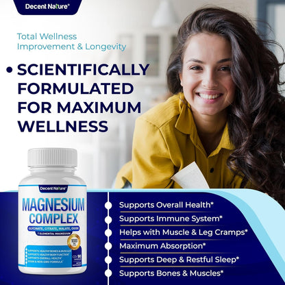 Essential Magnesium Supplement 90 Capsules - Boost Energy