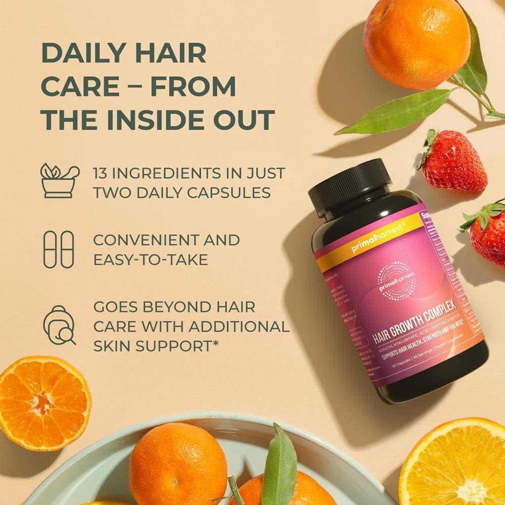 Natural Hair Growth Supplements - Biotin & Zinc Vitamins