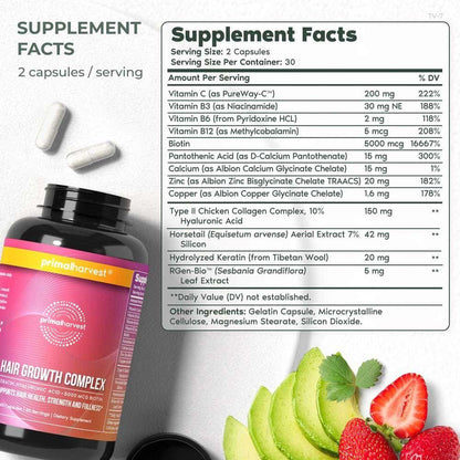Natural Hair Growth Supplements - Biotin & Zinc Vitamins