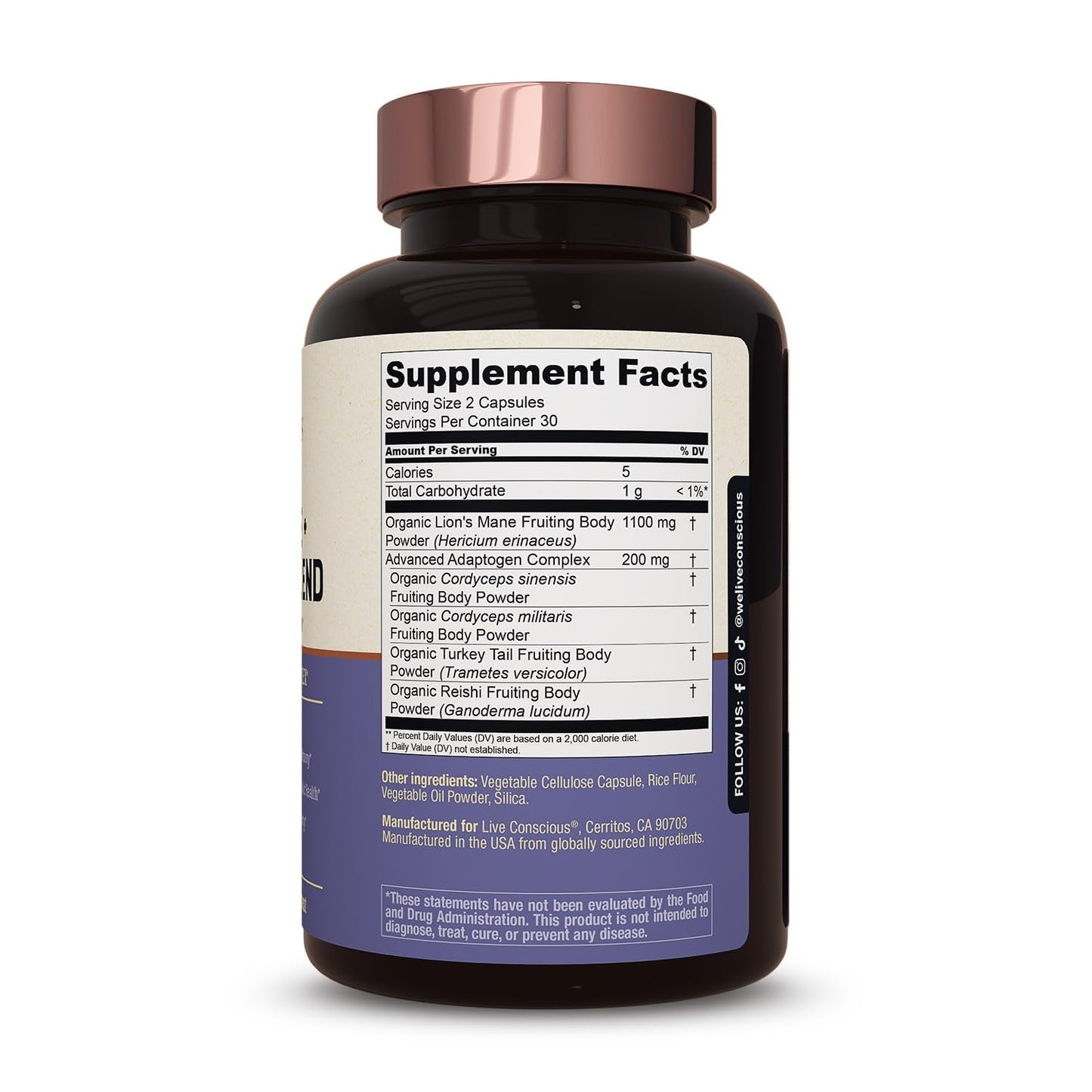 Natural Brain Boost Mushroom Supplement Capsules