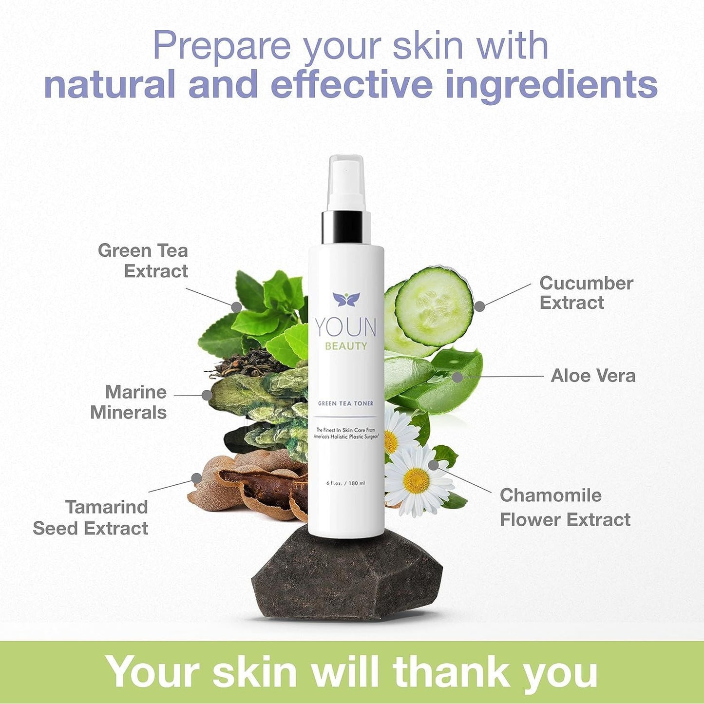 Natural Green Tea Face Toner - 180ml
