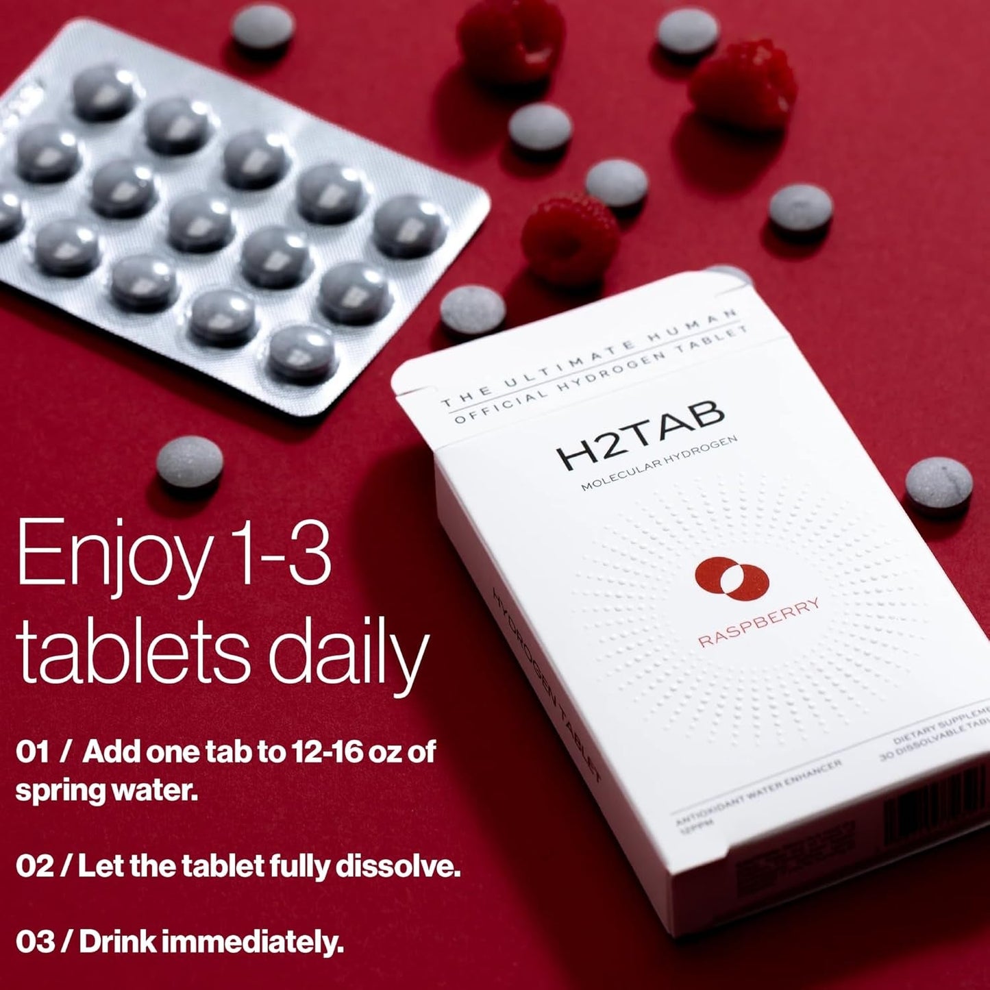 Raspberry Hydrogen Energy Boost Tablets