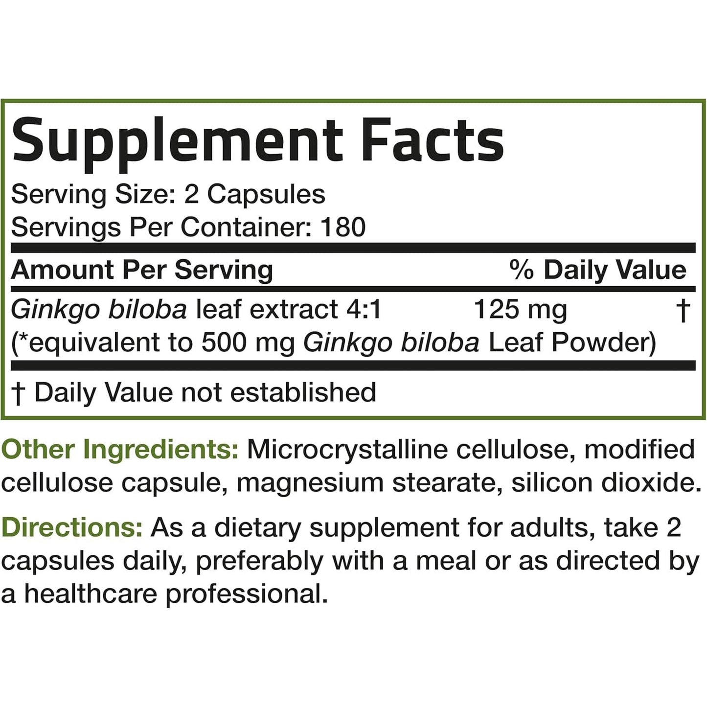 Powerful Ginkgo Biloba Brain Supplement 360 Veg Caps