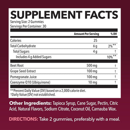 Natural Beetroot Gummies with CoQ10 for Energy Boost