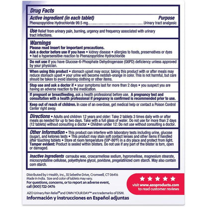 Quick UTI Pain Relief Tablets - 48 Count