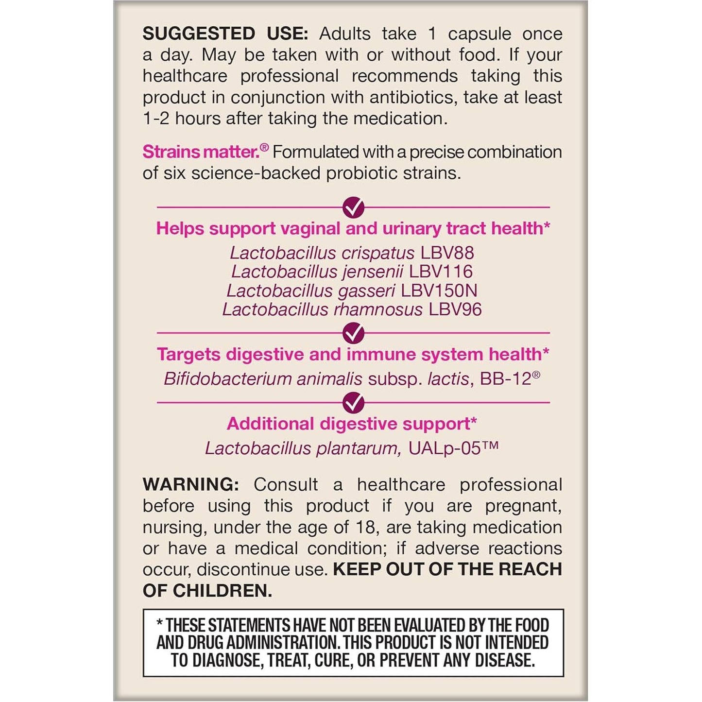 Women's 4-in-1 Probiotic Supplement Capsules