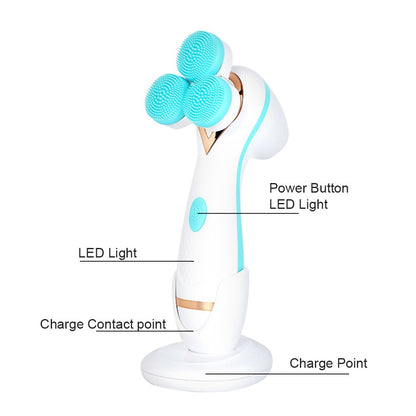 Rechargeable Facial Cleaning Brush Set with 3 Interchangeable Heads