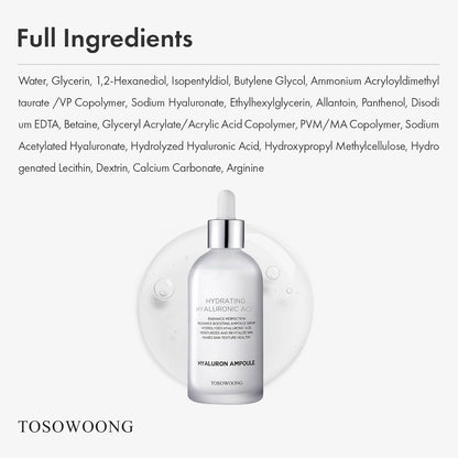TOSOWOONG Intensive Hydrating Serum 100ml Moisture & Skin Repair
