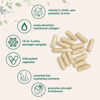 Natural Hair Growth Vitamin Supplement - 240 Capsules