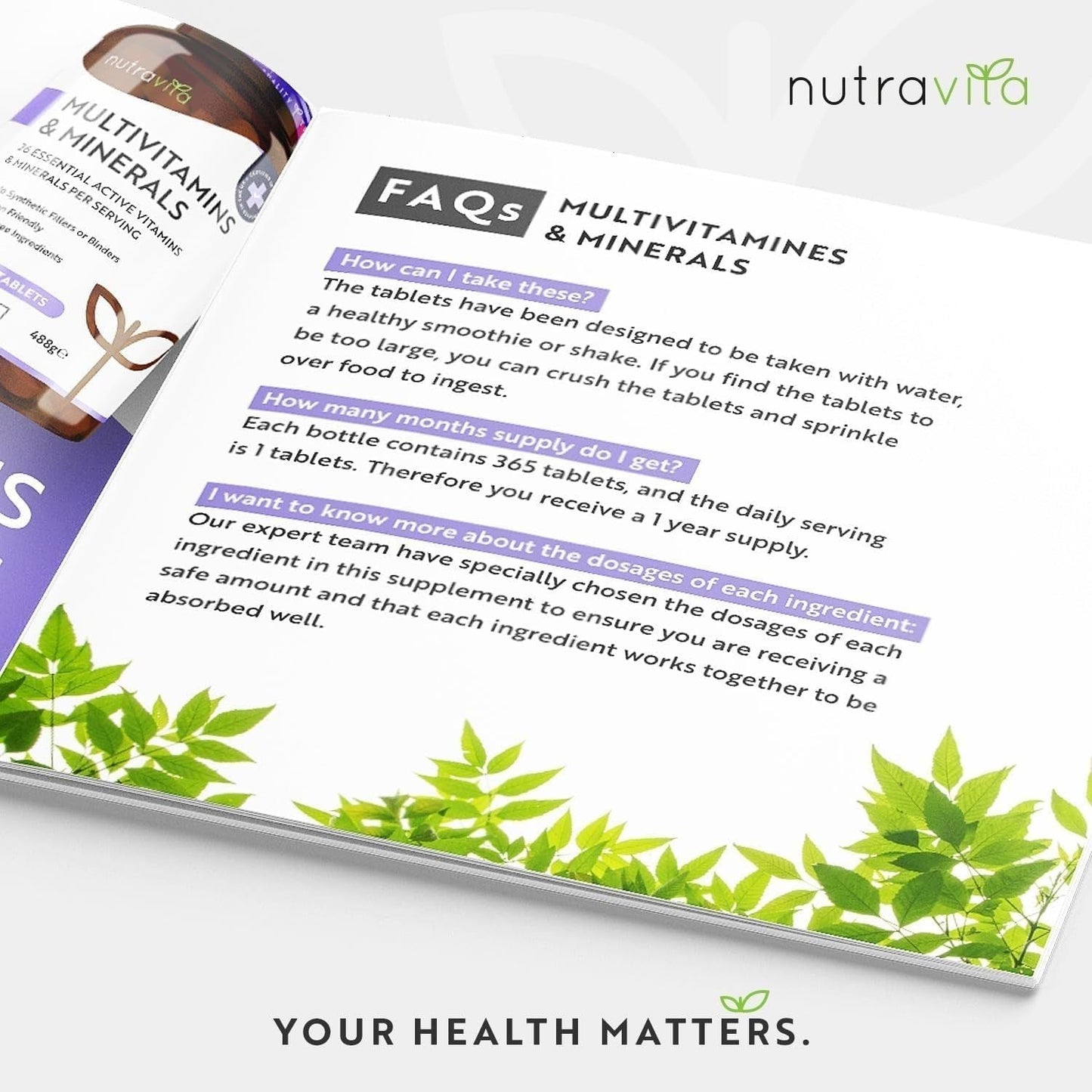Vegan Daily Multivitamin Tablets 365 Day Supply